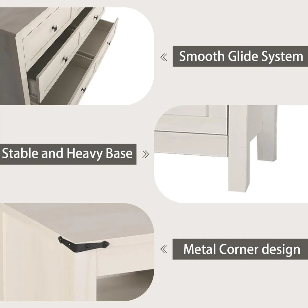 RBXC Farmhouse Bedroom Set Three Piece With Dresser And Nightstands