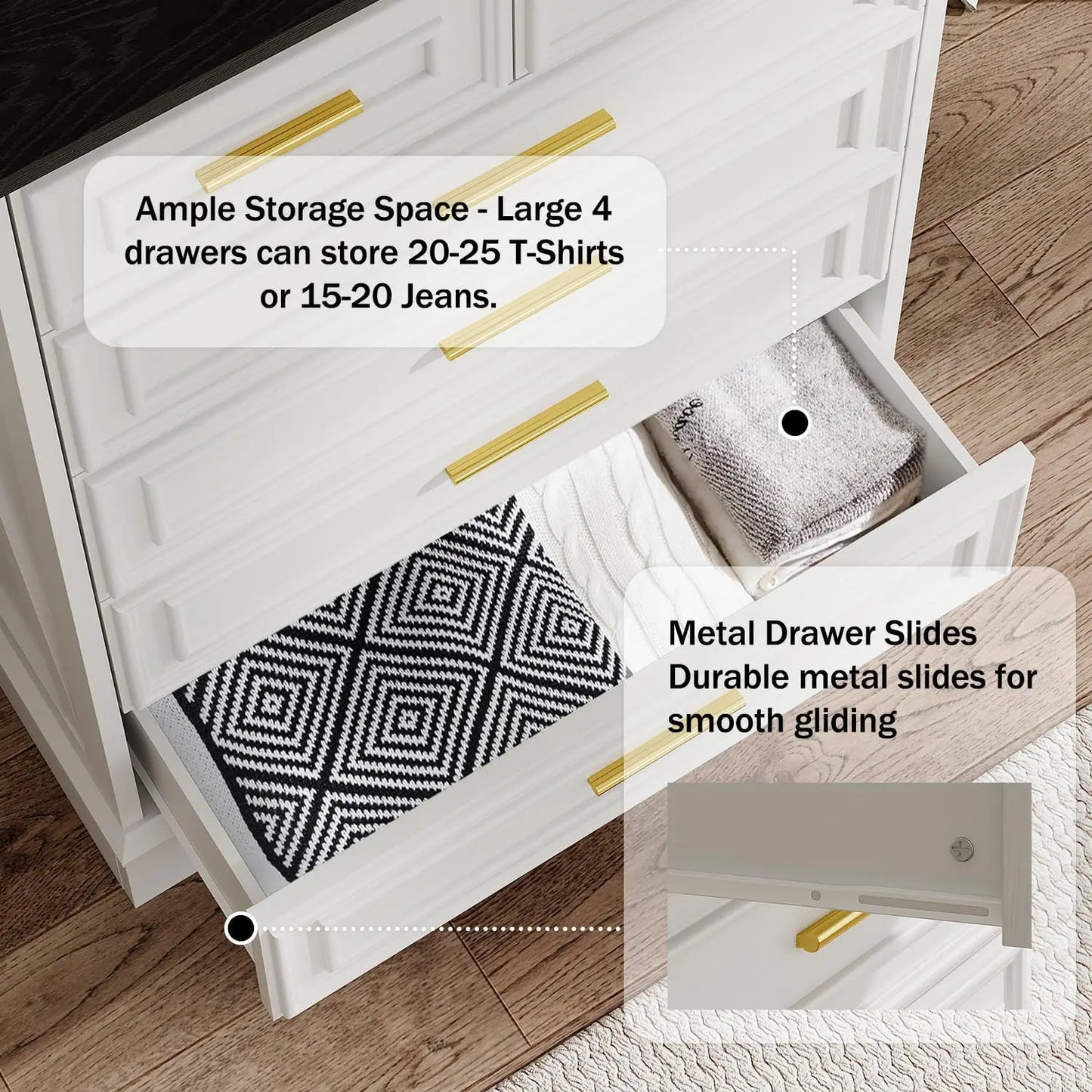 Hign-concerned Chemical White Six Drawer Dresser Farmhouse