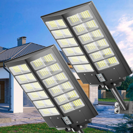 2-Pack 5000W Solar Street Lights With Motion Sensor Remote Control