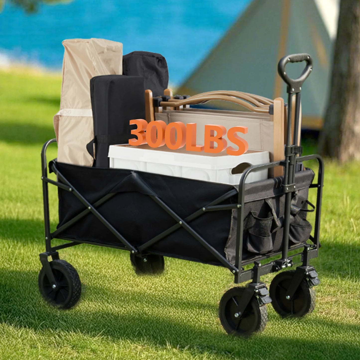 JHK Outdoor Foldable Large Capacity Garden Cart Wagon
