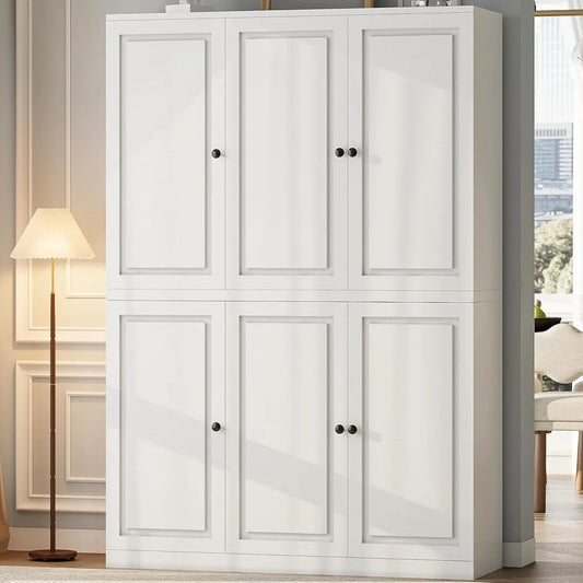 Charge Pantry Storage Cabinet With 6 Doors And 8 Shelves