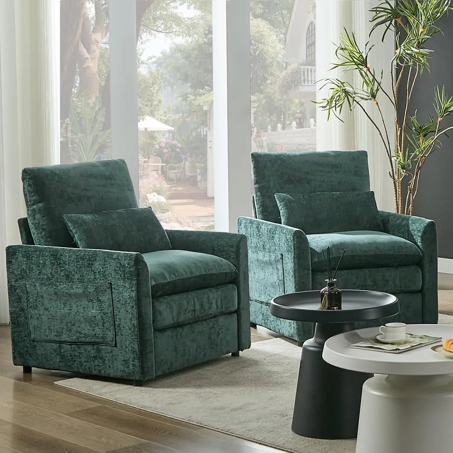 Living Room Arm Chair Set Two Modern Accent Chairs