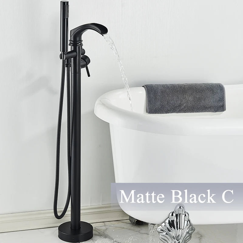 Rozin Floor Standing Bathtub Faucet Big Boss Brushed Finish