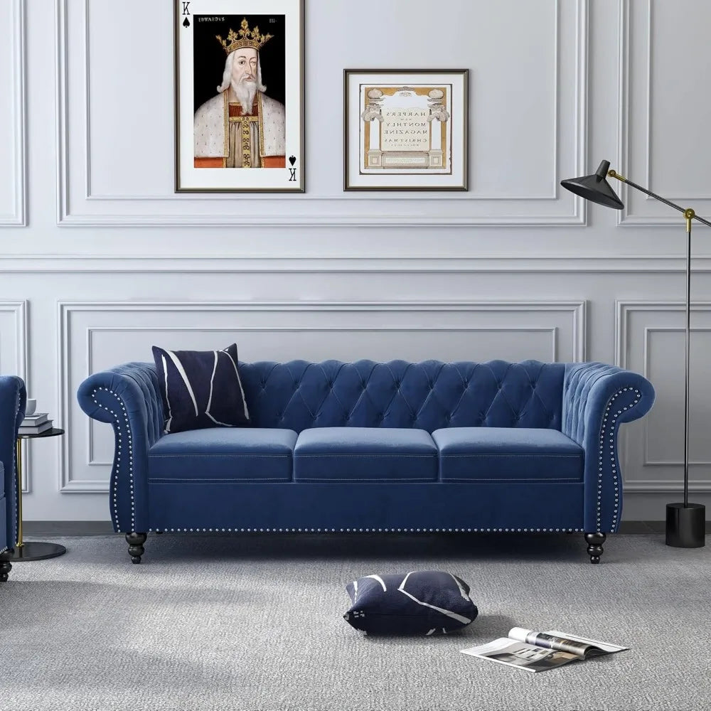 DAFIFY Velvet Chesterfield Living Room Set Sofa Loveseat
