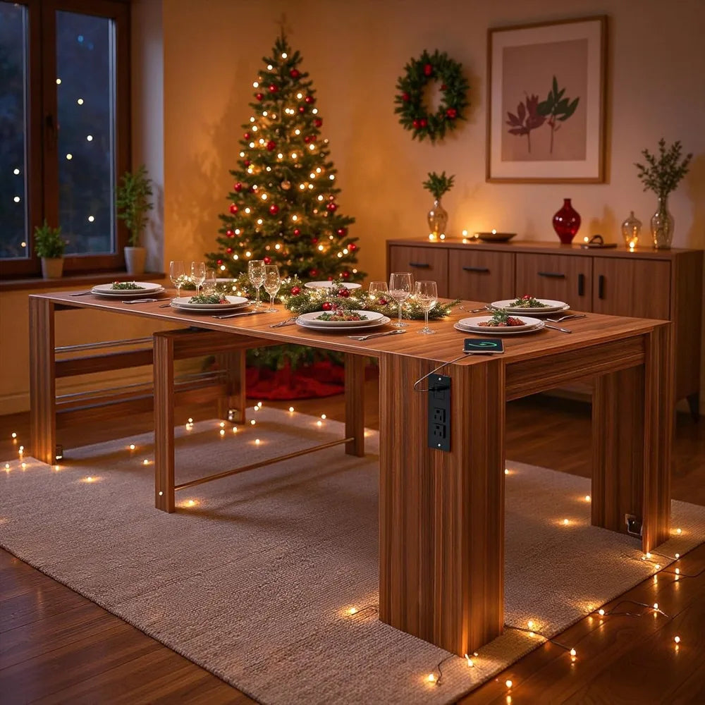 DAFIFY Modern Extendable Dining Table With Outlet Storage