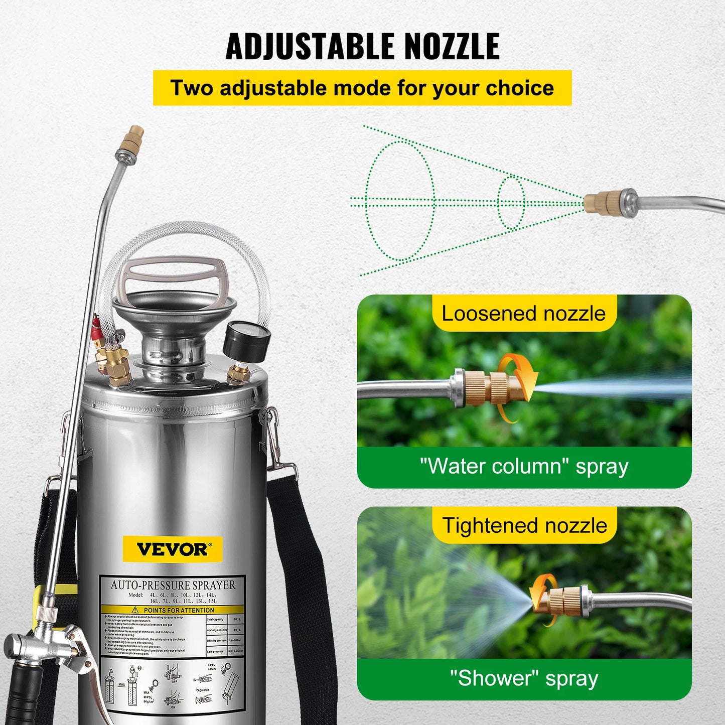 Hand Pump Sprayer Stainless Steel Atomizer For Garden Watering And Cleaning