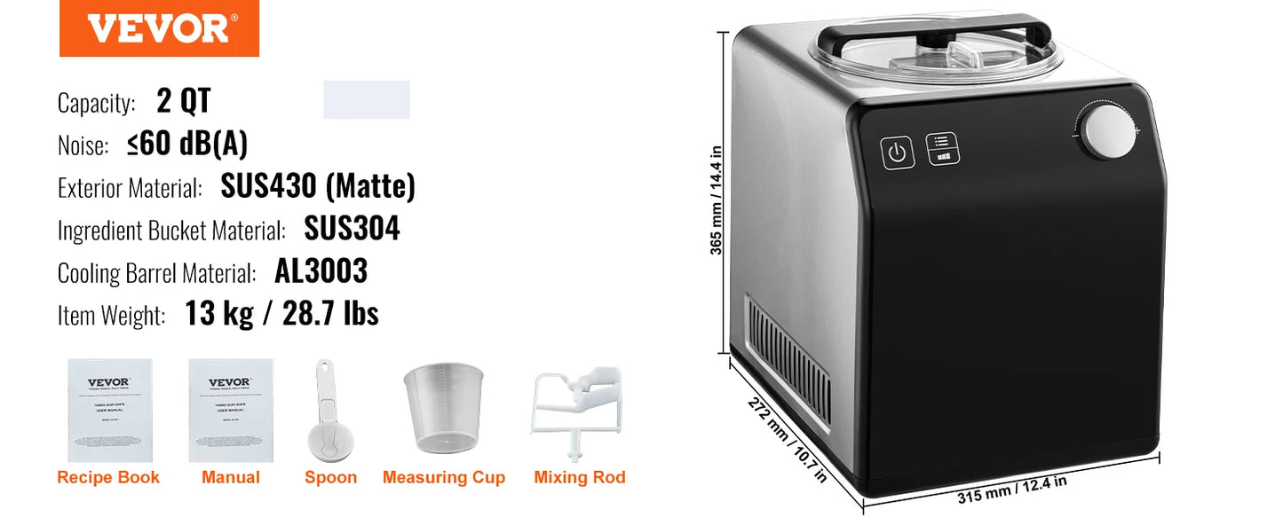 SucceBuy Upright Automatic Ice Cream Maker Built In Compressor