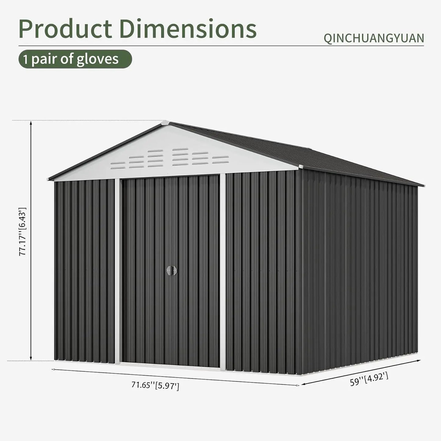 Outdoor Metal Storage Shed With Sliding Door For Garden