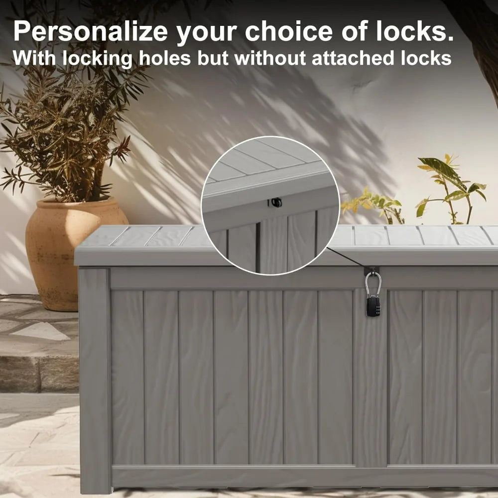 XMSJ Resin Deck Storage Box Lockable Outdoor Patio Chest