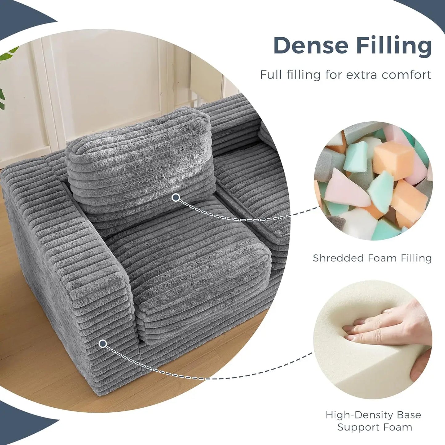 Bean Bag Sofa Chair With Pillows And Armrests Living Room