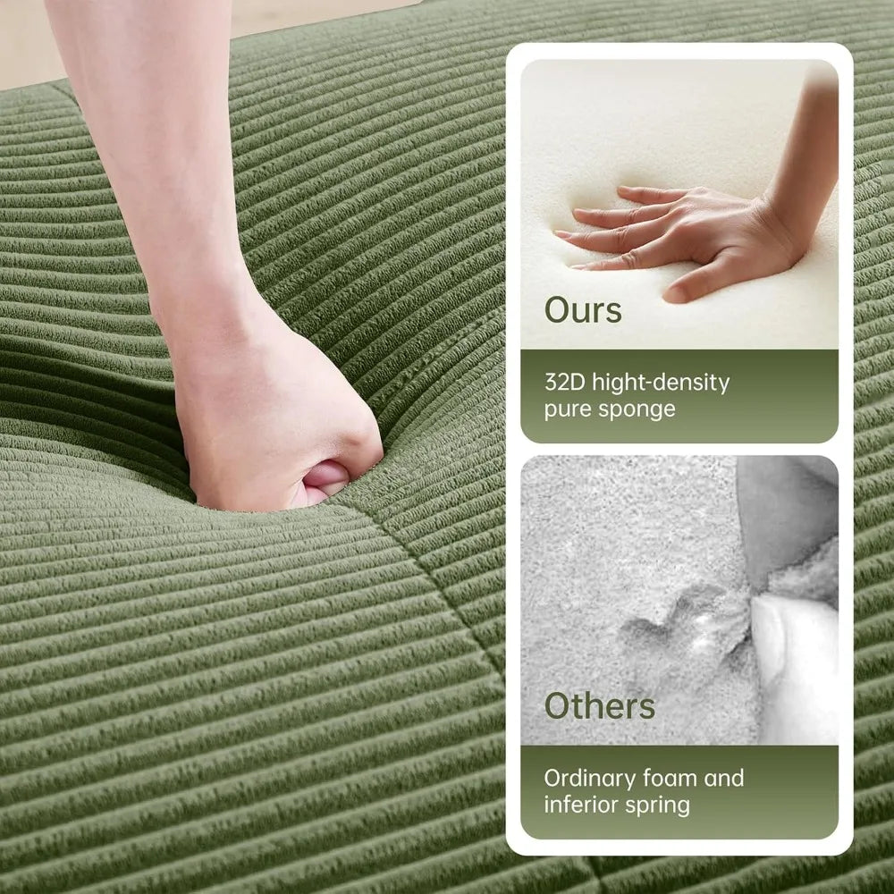 ZHUXIANG Modern Corduroy Cloud L Shaped Sofa With Ottoman