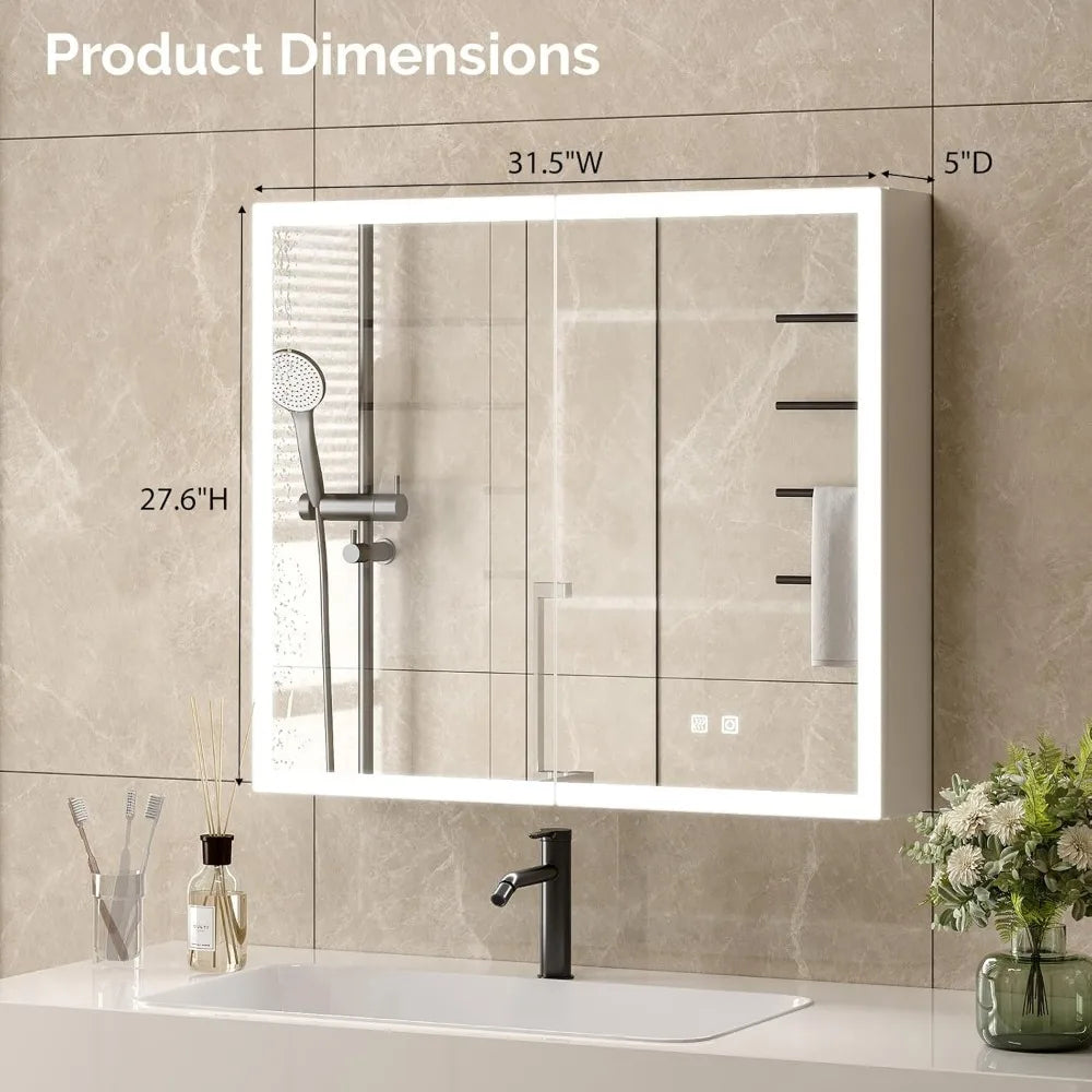 Wall Mounted LED Lighted Medicine Cabinet With Mirror