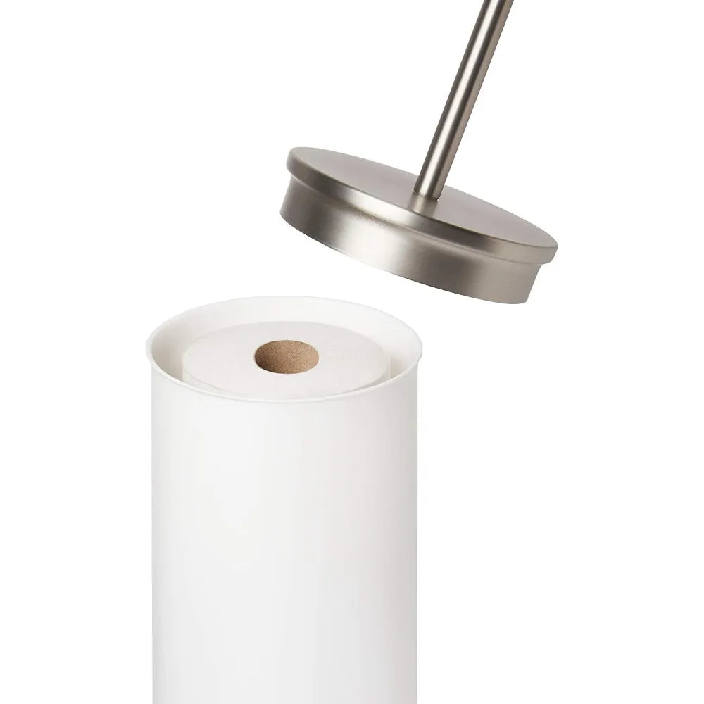 Portaloo Toilet Paper Stand and Reserve, White/Nickel