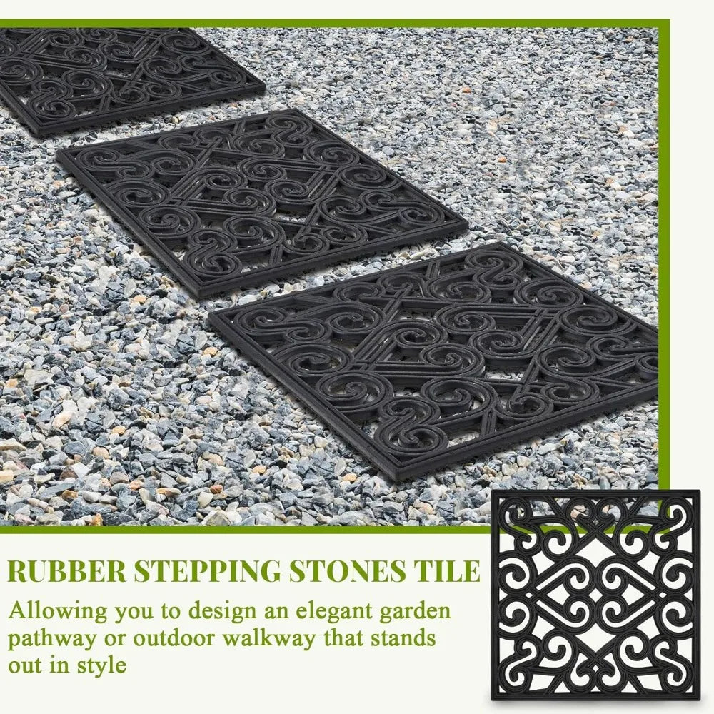 pangda 8 pcs 15x15 rubber stepping stone tiles outdoor heavy duty garden walkway pathway mats rubber pavers decorative retro exq