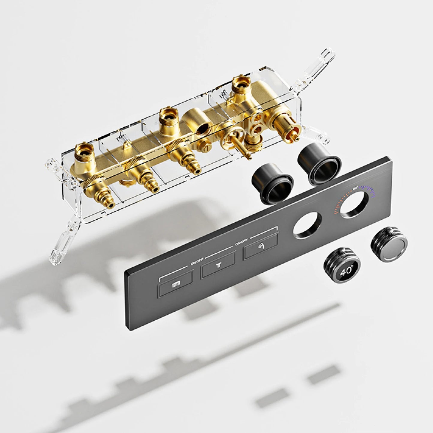 Gestana Luxury Ceiling Thermostatic Shower System 3 Function LED