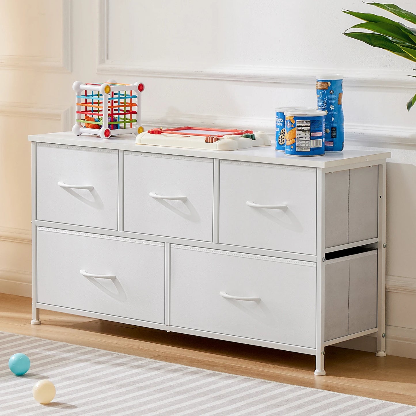 JHK Bedroom Wardrobe Chest With Fabric Drawers Storage Cabinet