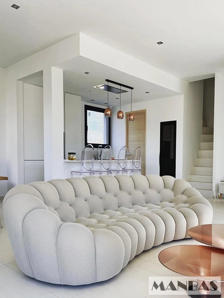 MANBAS Cloud Curved Fabric Sofa Modern Designer Couch For Living Room