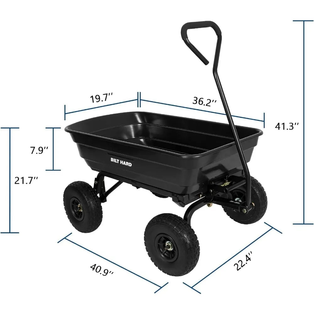 Dump Cart With 180 Degree Rotating Handle 600 Lbs Capacity