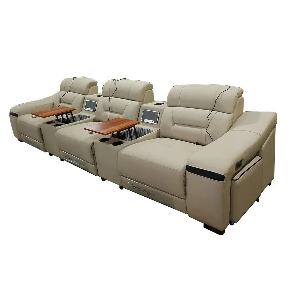 Mingdibao Genuine Leather Power Recliner Sofa Set With Stool