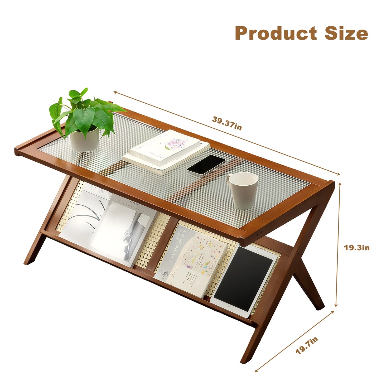 Hign-Concerned Rattan Coffee Table With Glass Top Center