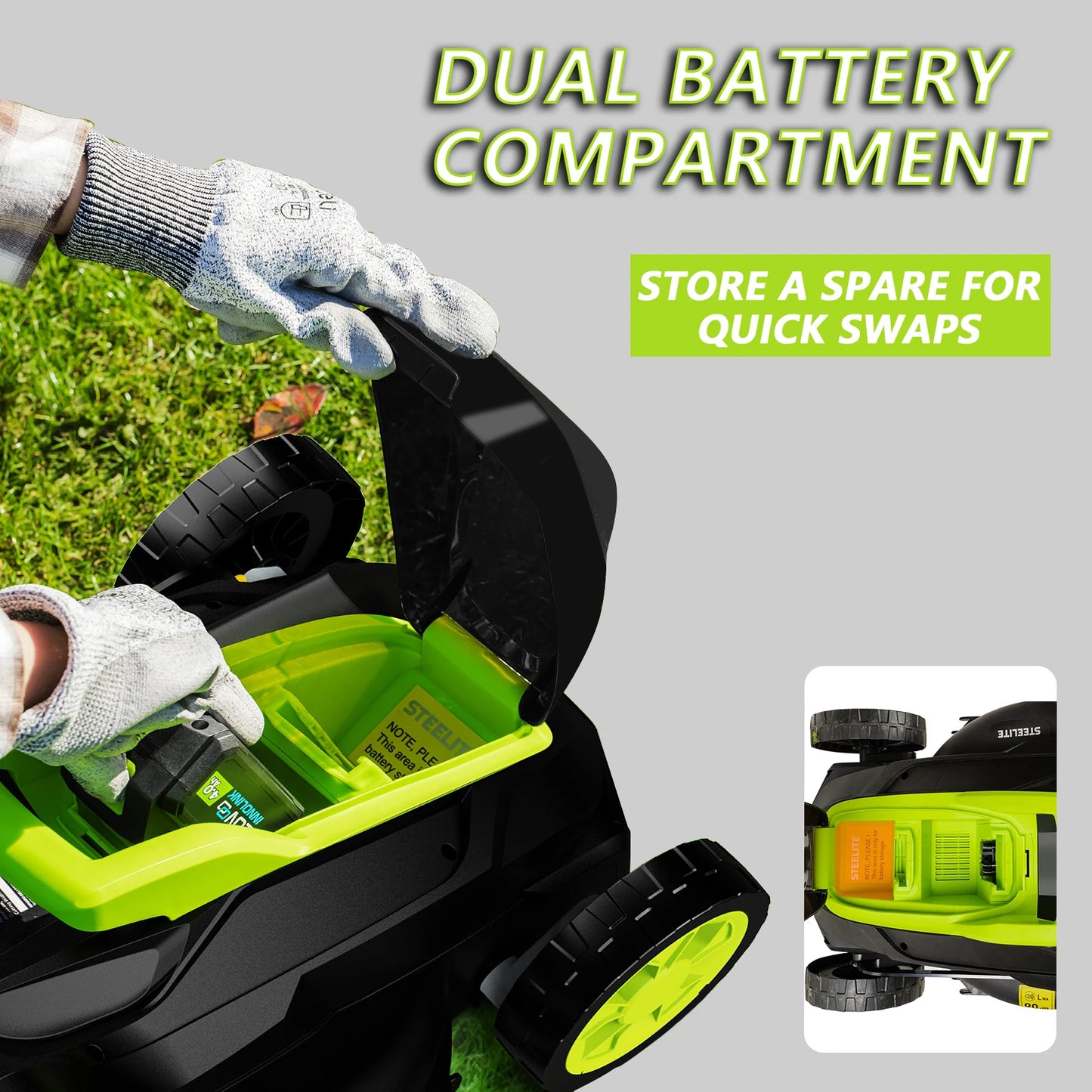Deli Electric Lawn Mower 21V 4.0Ah Battery Included
