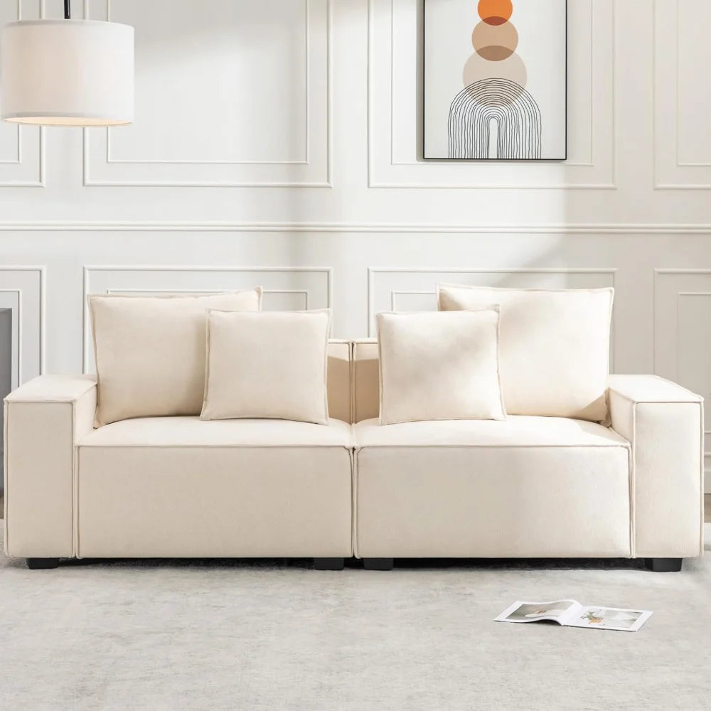 89.3'' Modern Sofa Couches for Living Room, 3 Seater Cloud Couch with Deep Seat, Comfy Couch with Extra Wide Armrests