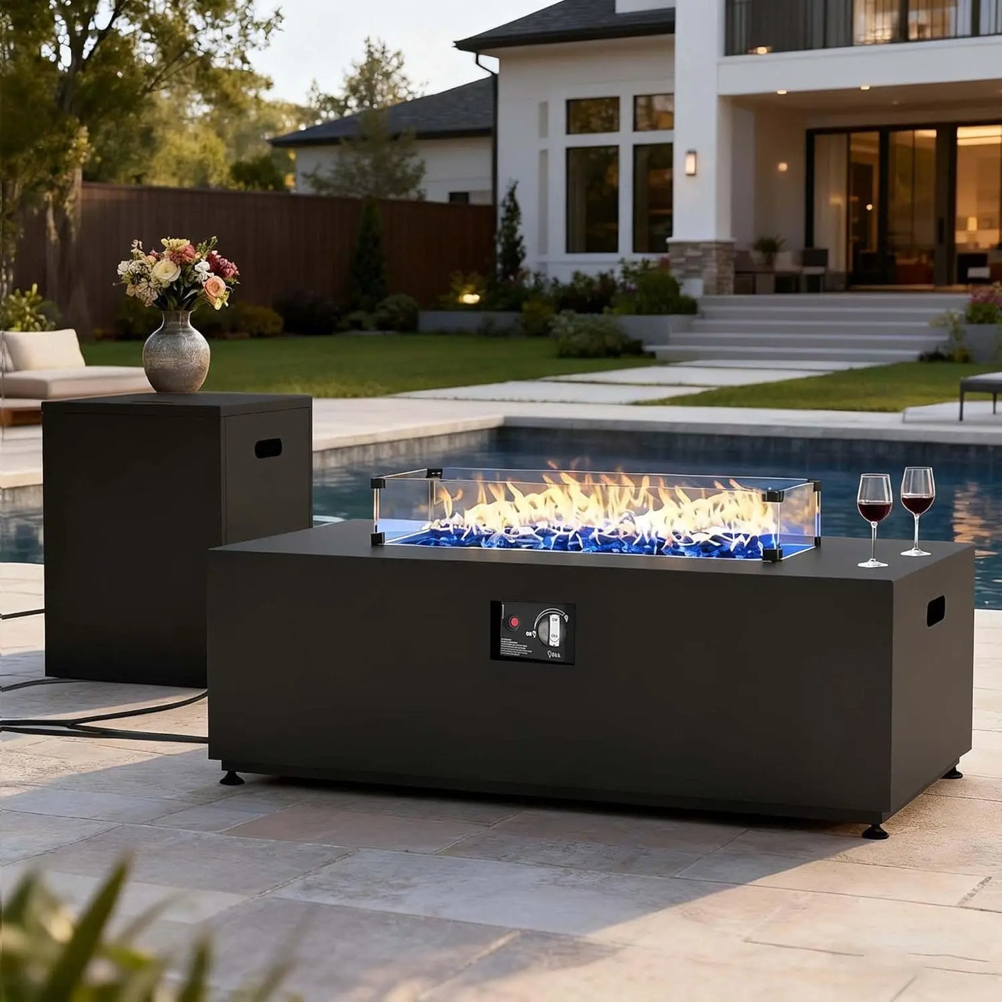 Outdoor Propane Fire Pit Table 55000 BTU With Cover