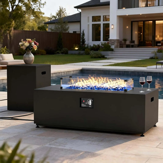 Outdoor Propane Fire Pit Table 55000 BTU With Cover
