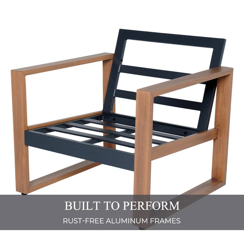 Grand Patio 5 Seater Modern Conversation Set With Faux Wood Frame Cushions