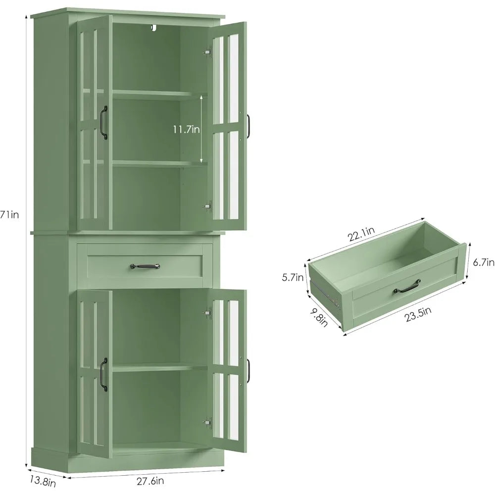 Kitchen Cabinet With Glass Doors And Drawers Freestanding Pantry