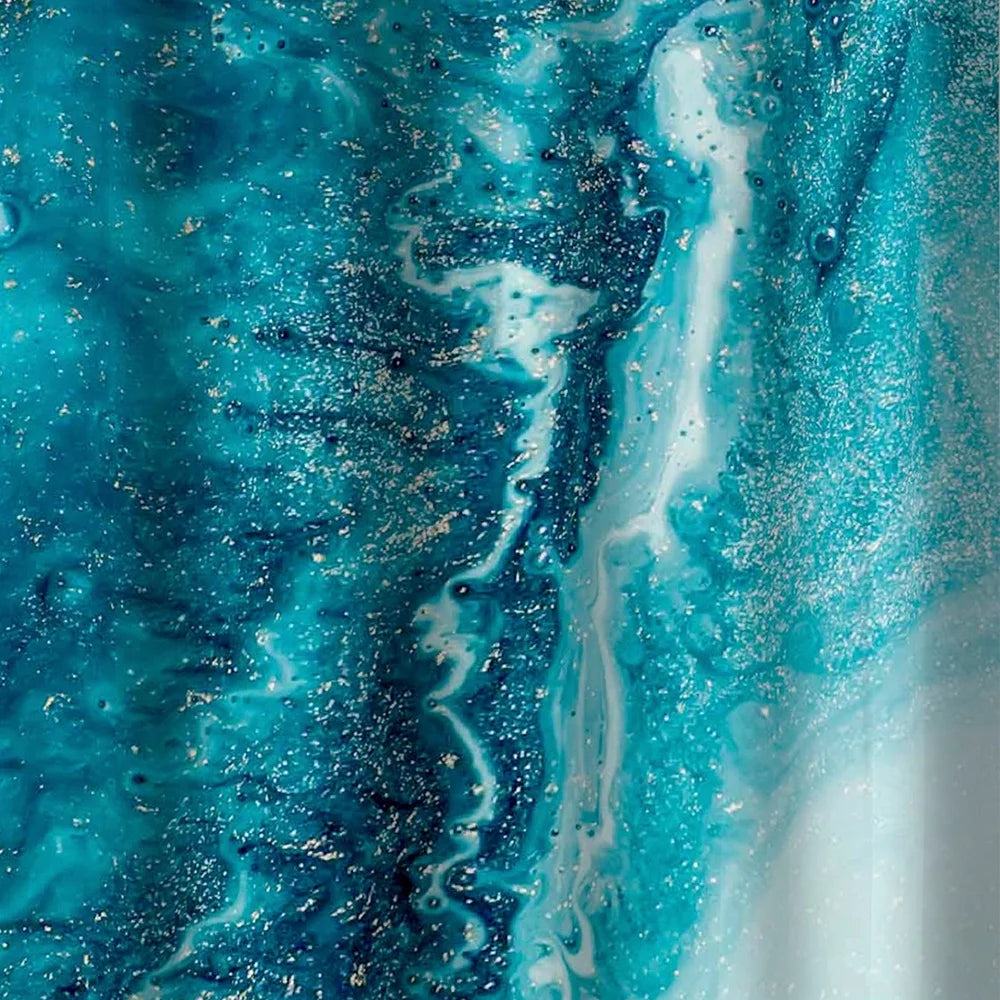 Waterproof Watercolor Marble Shower Curtain Set with 12 Hooks Eco-Friendly 30% Recycled PEVA 13-Piece Bathroom Accessory