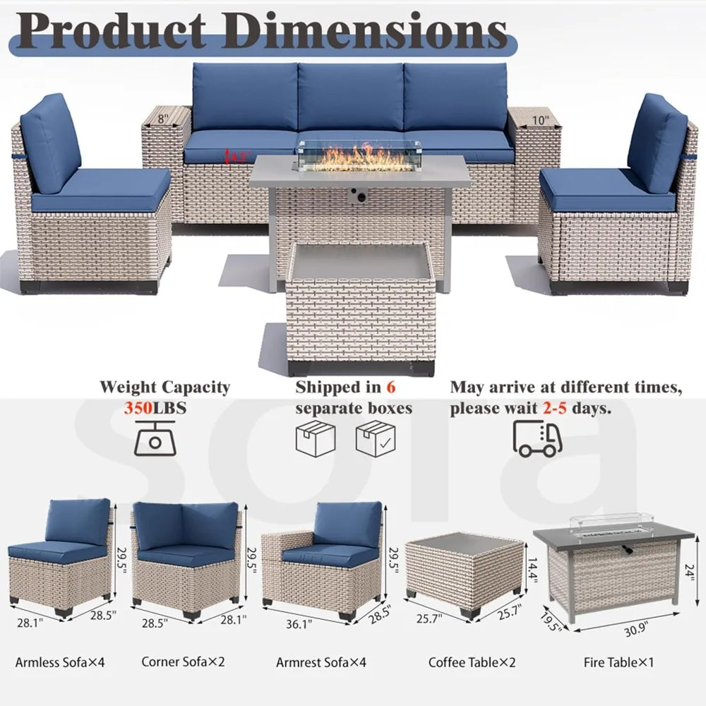 Hign-concerned 13 Piece Outdoor Patio Wicker Furniture Set
