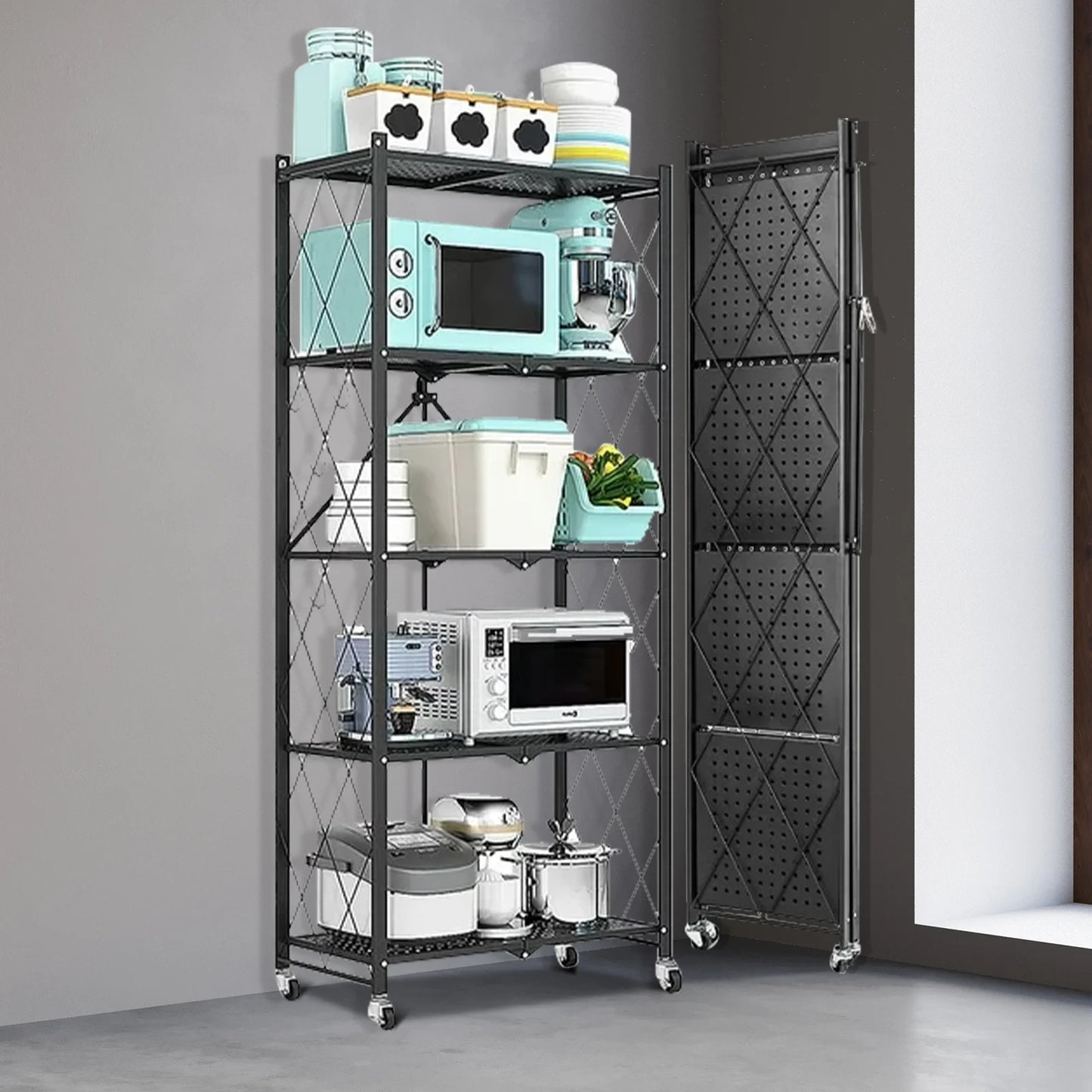 5-Tier Heavy Duty Metal Storage Shelving Unit With Wheels