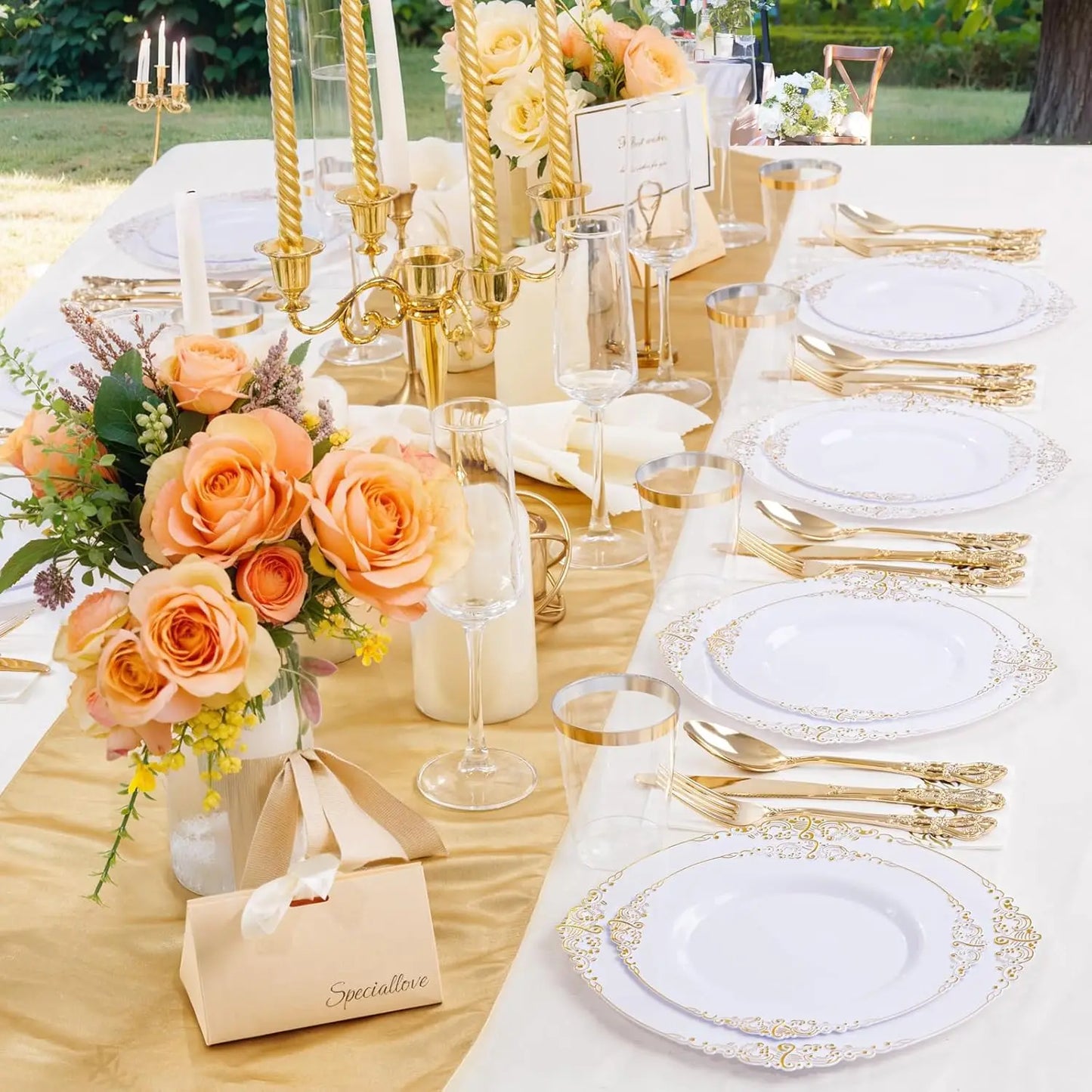 XMSJ Plastic Dinnerware Set 700Pcs For Wedding and Party