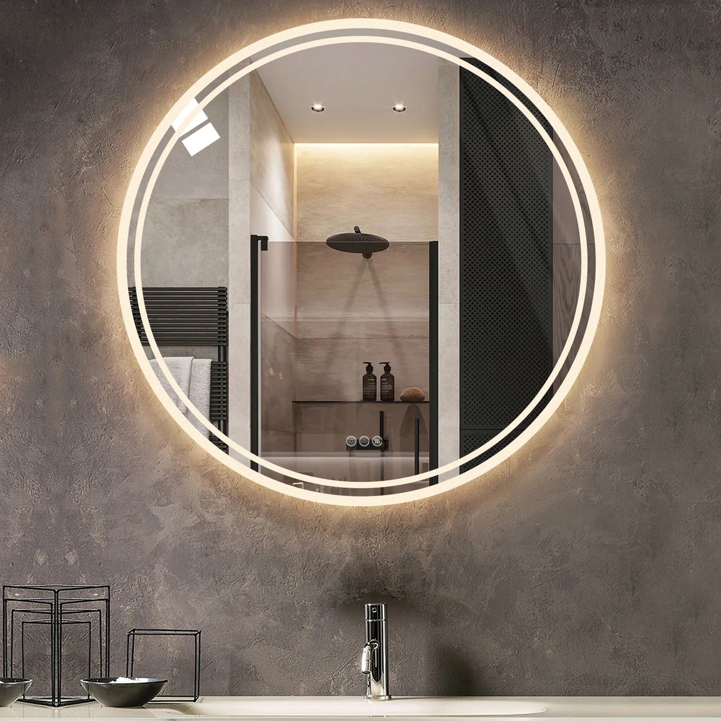 Wisfor Circular LED Backlit Bathroom Mirror IP65 Dimmable
