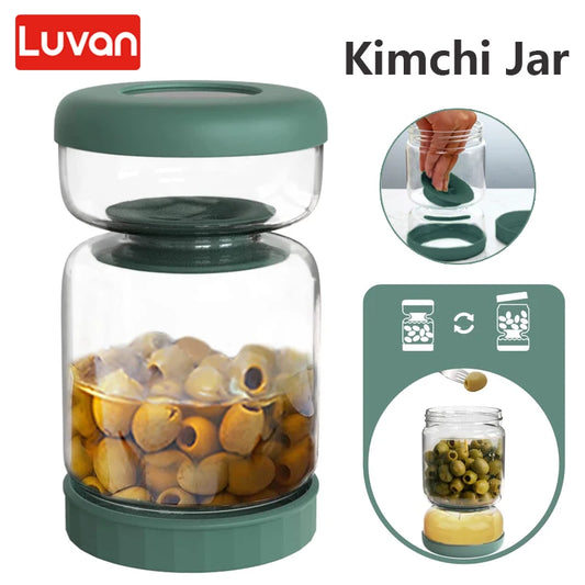 LUVAN Glass Pickles Jar With Lids And Strainer Fermentation