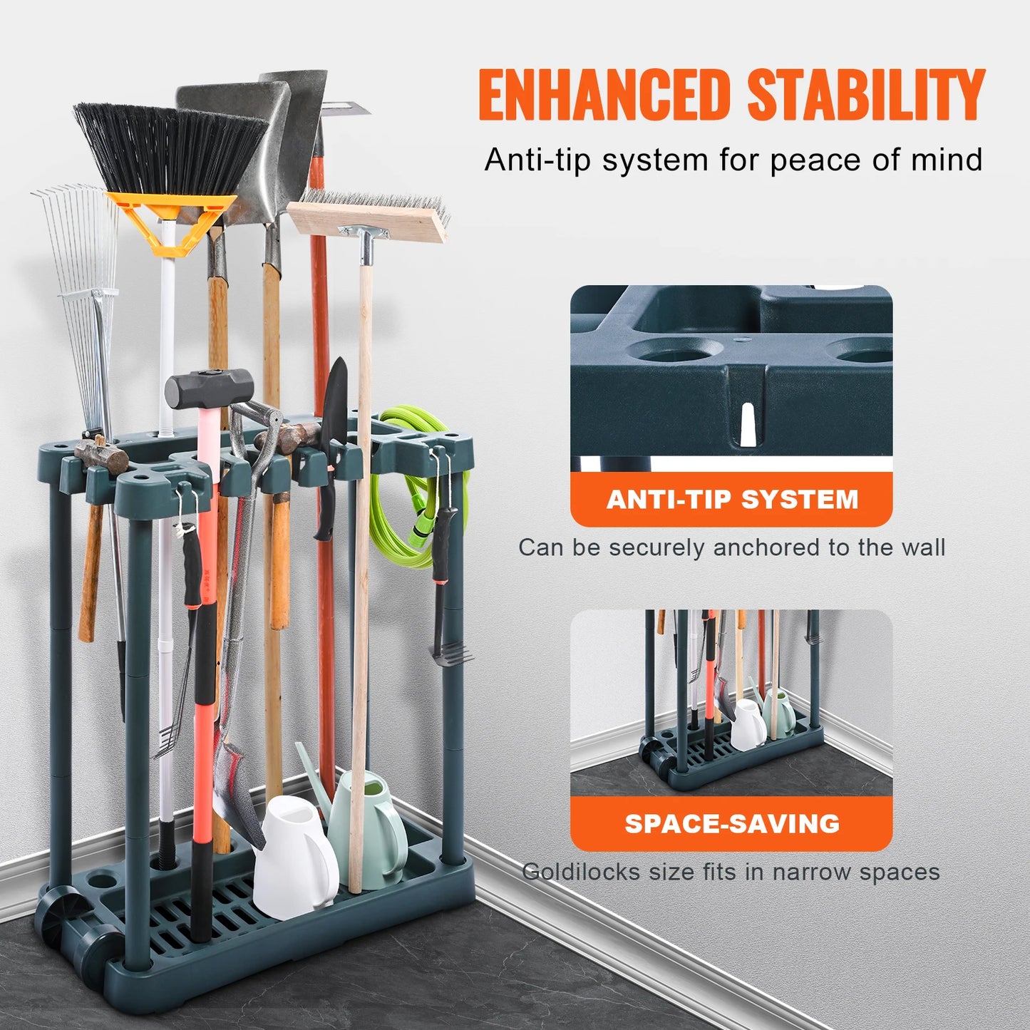 SucceBuy 10 Slot Yard Garden Tool Organizer Tower Rack