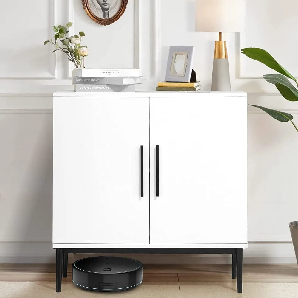 Modern Storage Cabinet With Doors And Metal Base For Office