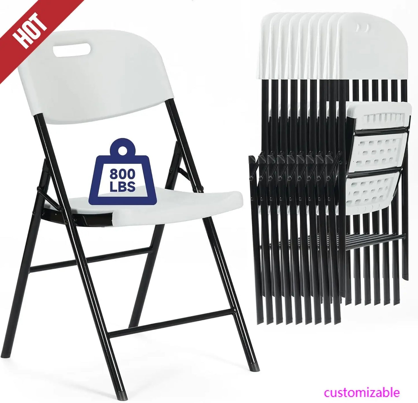 XMSJ 800 Lb Thicker Folding Chairs 10 Pack Commercial Grade