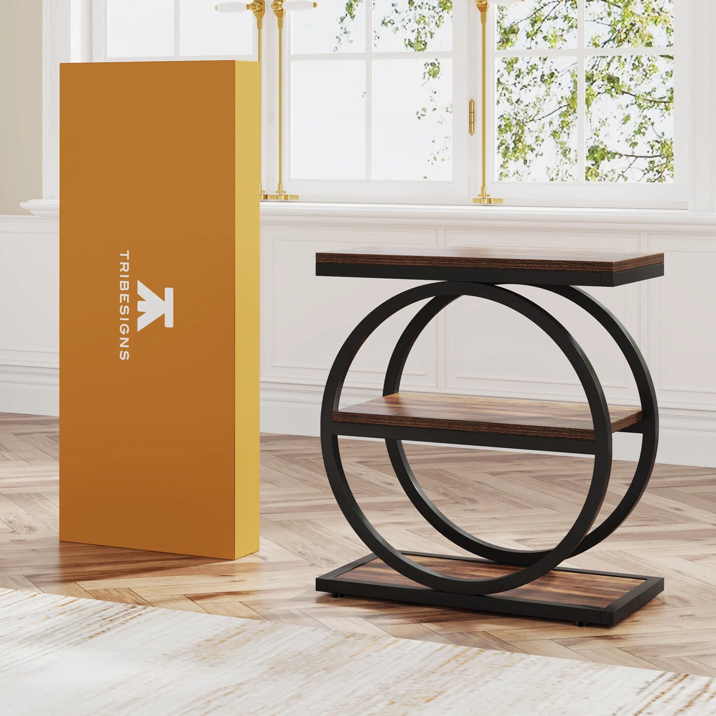 Tribesigns End Table With Three Shelves Narrow Wooden Side Table