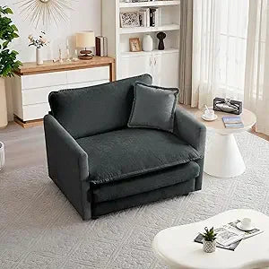 41.4" W Single Seat Sofa, Chenille Comfy Deep Upholstered Couch Armchair with Toss Pillow for Living Room Bedroom Office Apartm