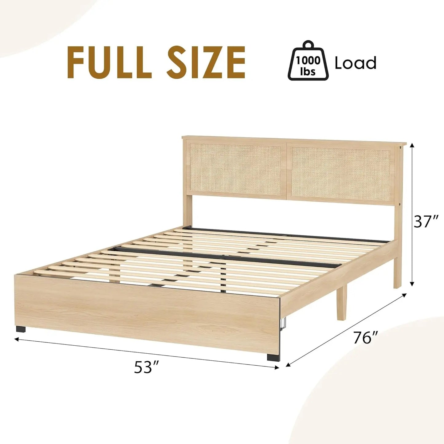 HobbyLane Rattan Bed Frame With Headboard And Storage Drawer