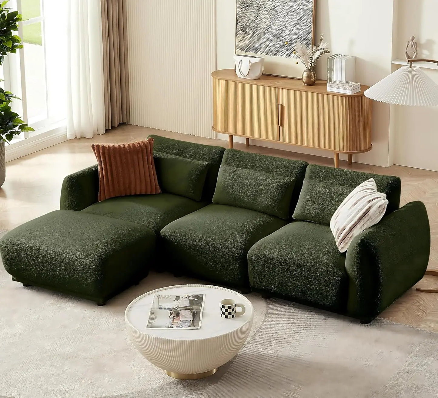 L Shaped Modular Sectional Sofa With Removable Ottoman