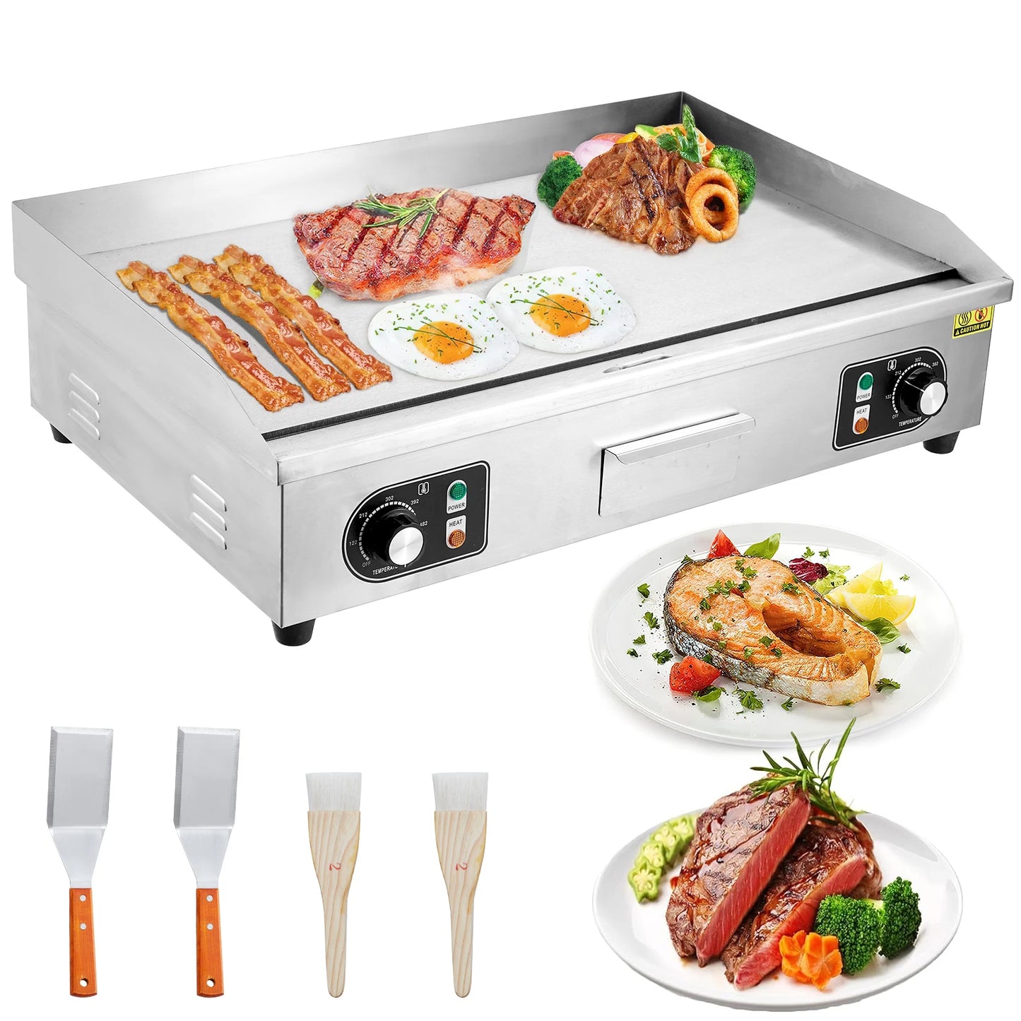 Adoolla 1500W 110V Commercial Electric Grill Teppanyaki Nonstick Countertop