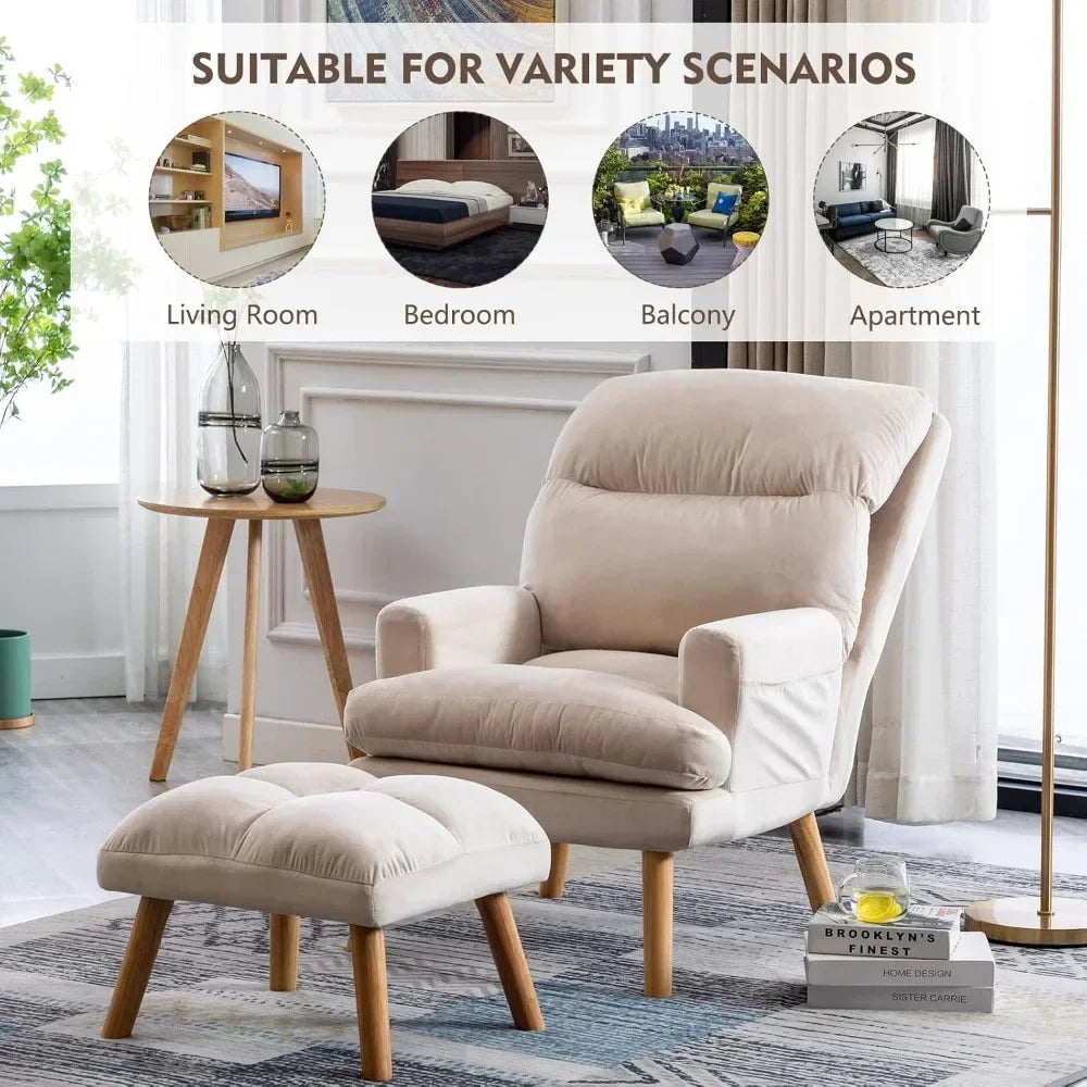 Best Accent Chair with Ottoman – Adjustable Backrest & Side Pockets