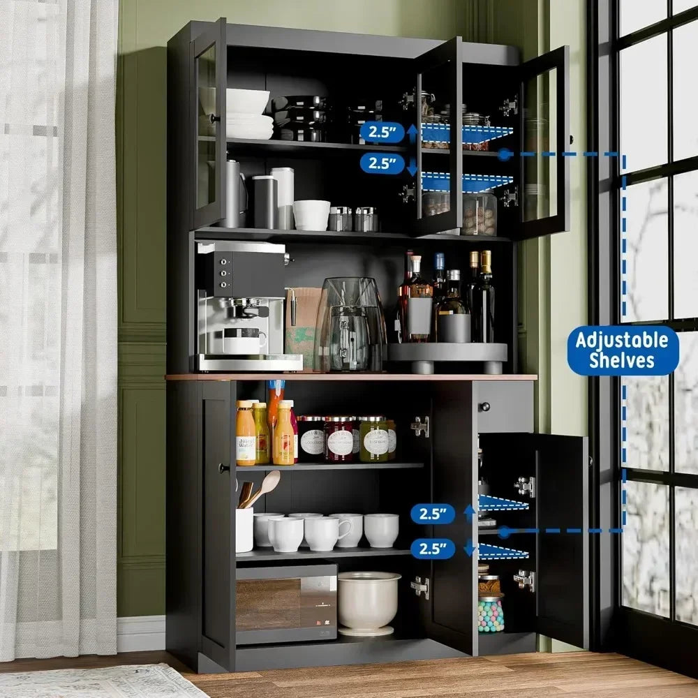 GUANGBAI Tall Kitchen Pantry Cabinet With Microwave Shelf