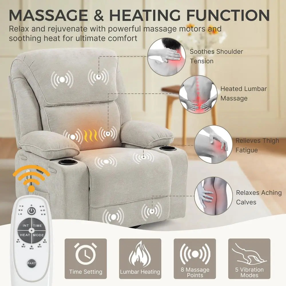 Electric Recliner Chair With Massage Function And Glider