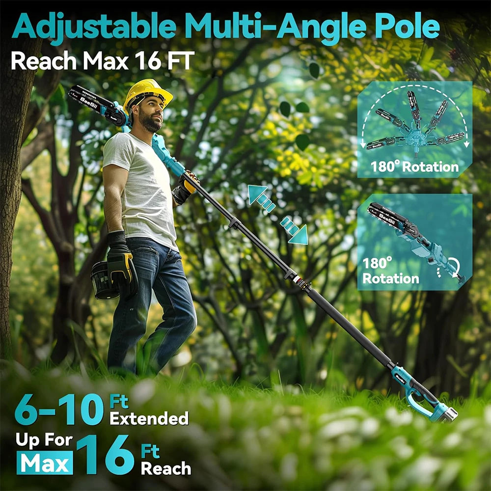 Seesii 2in1 Cordless Pole Saw For Tree Trimming And Pruning