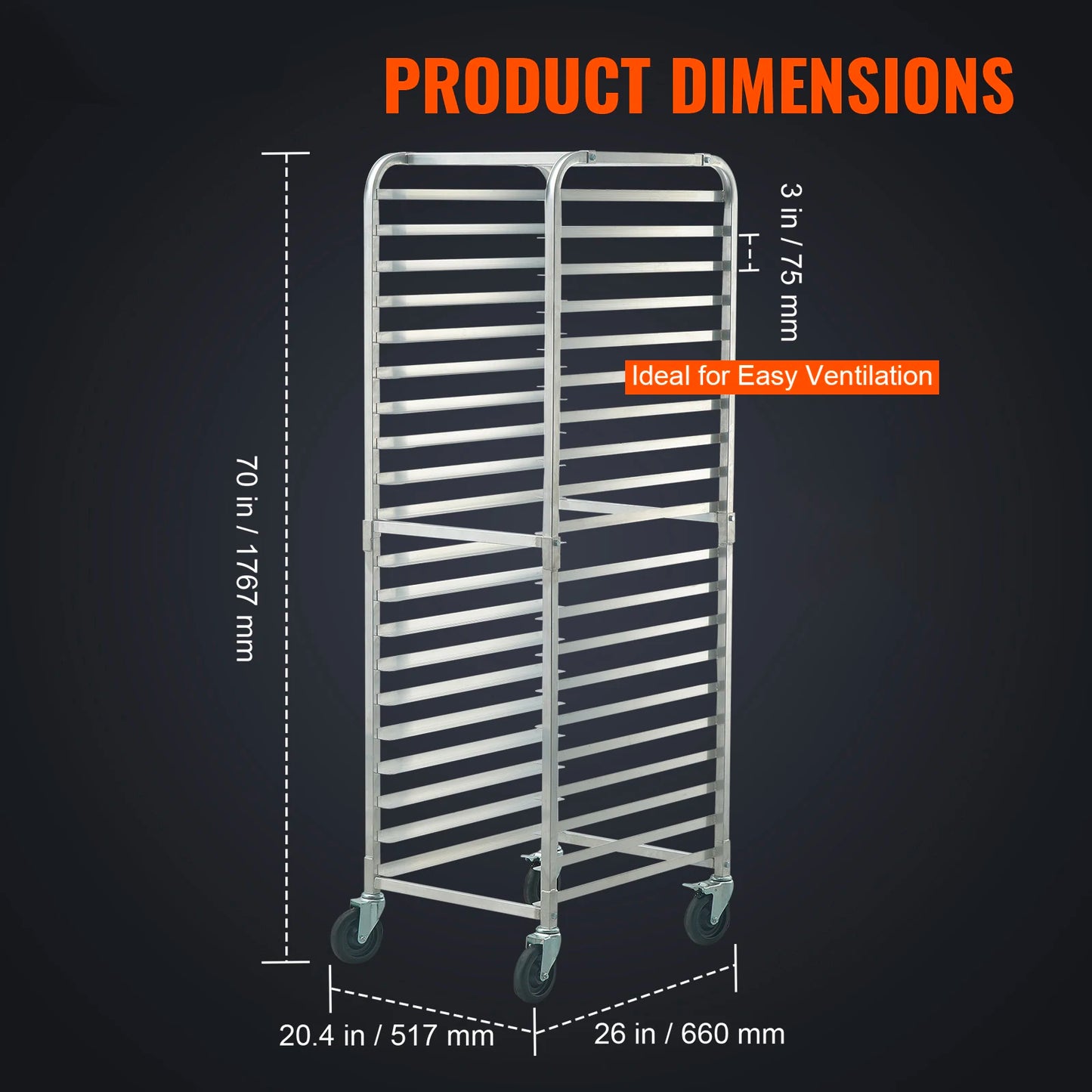SucceBuy Bun Pan Rack With Brake Wheels For Commercial Bakery