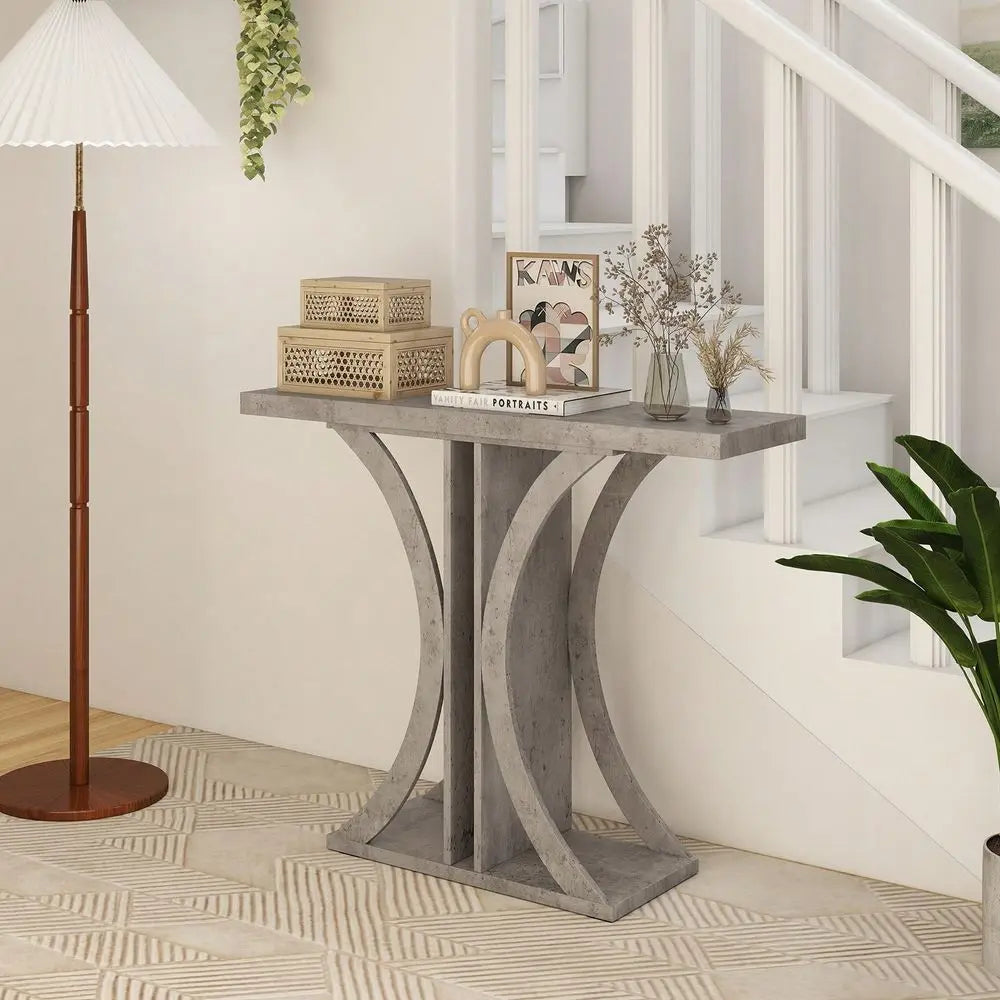 Entryway Table With Geometric Metal Frame For Living Room